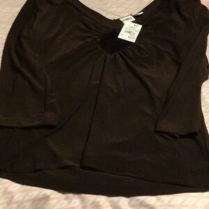 Cato Black Ruched 3/4 Sleeve Blouse